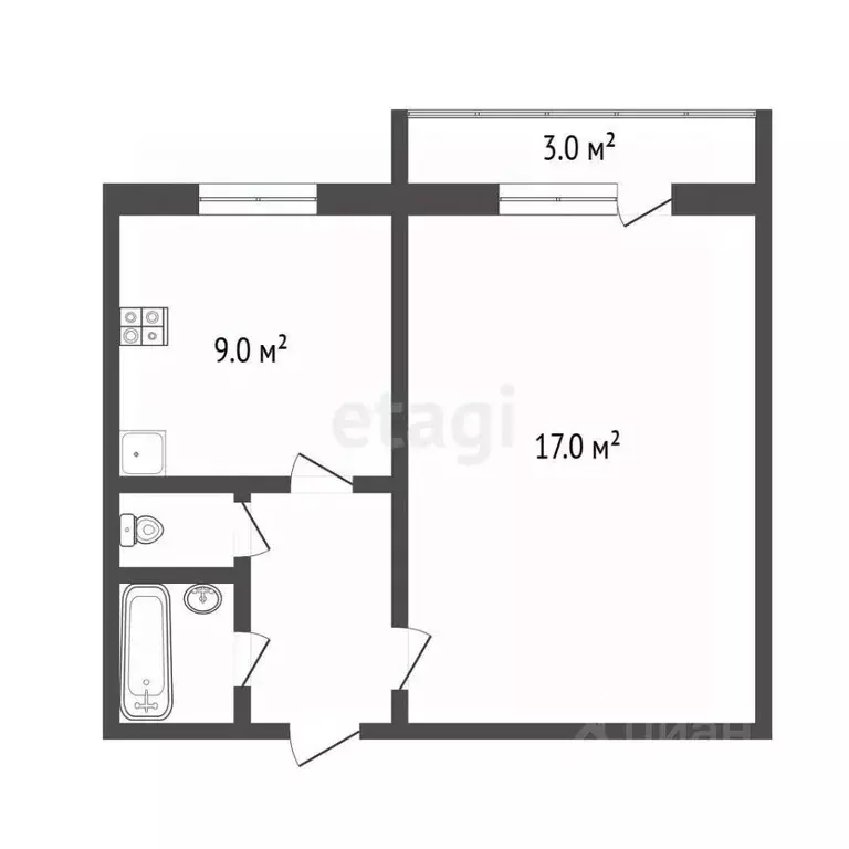 1-к кв. Челябинская область, Челябинск ул. Академика Королева, 26 ... - Фото 2