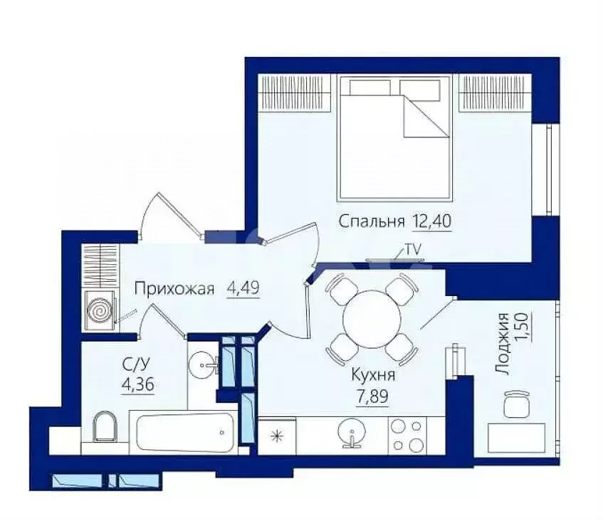 1-комнатная квартира: Ростов-на-Дону, проспект Сиверса, 12Д (33 м) - Фото 0