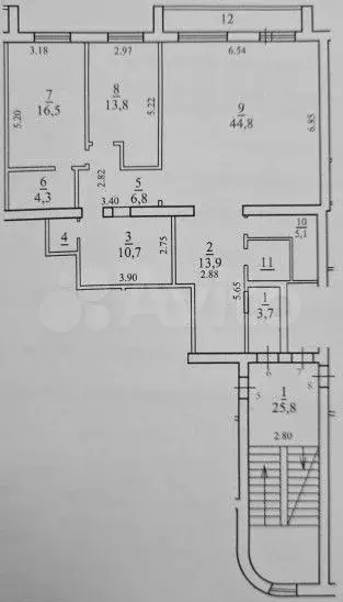 3-к. квартира, 123,5 м, 3/5 эт. - Фото 0