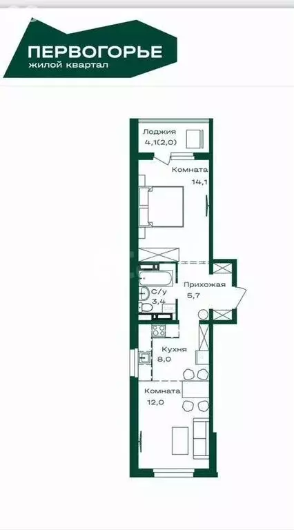 2-комнатная квартира: село Майма, Алтайская улица, 2к7 (45.2 м) - Фото 1