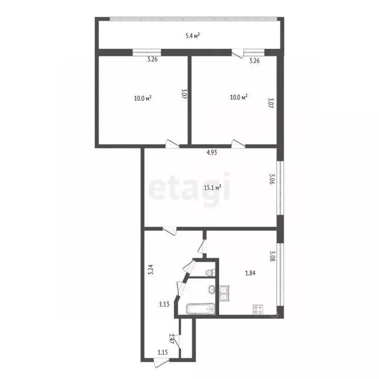 3-к кв. Санкт-Петербург Белградская ул., 32 (52.0 м) - Фото 1