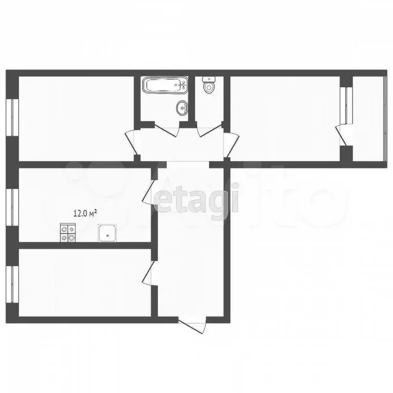 3-к. квартира, 65,4 м, 6/9 эт. - Фото 0