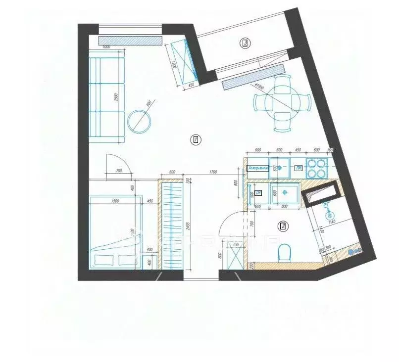 1-к кв. Санкт-Петербург Лиговский просп., 271 (40.9 м) - Фото 2