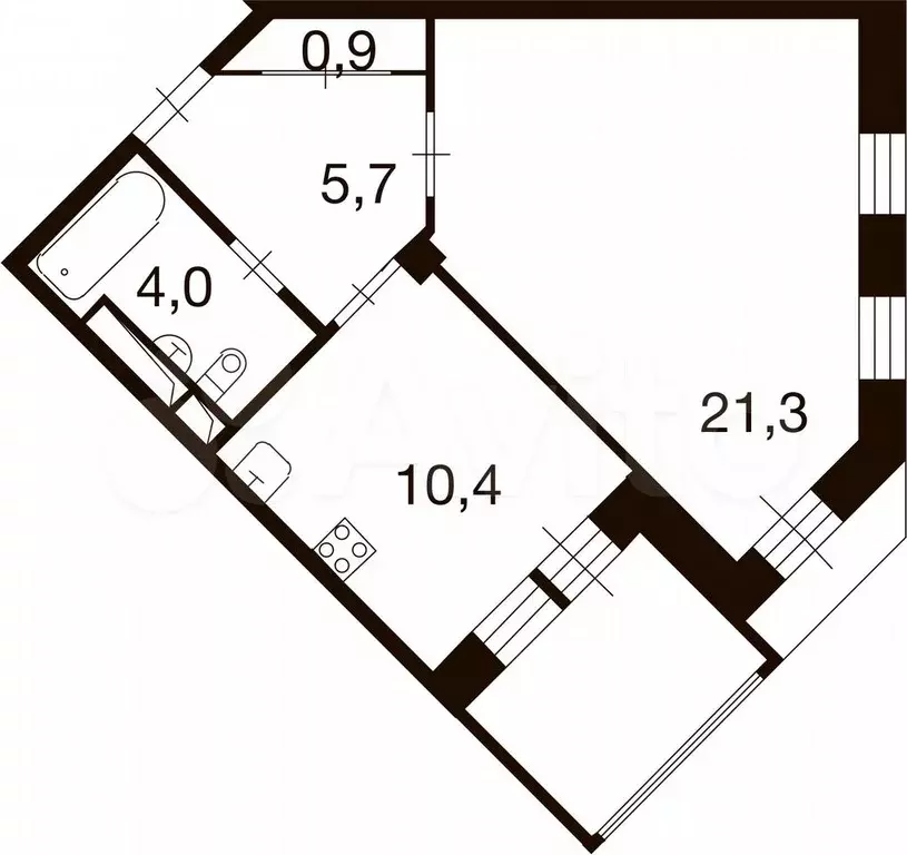 1-к. квартира, 42,5 м, 5/9 эт. - Фото 0