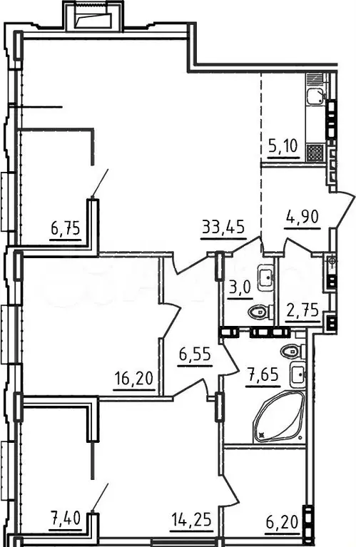 3-к. квартира, 100 м, 3/9 эт. - Фото 1