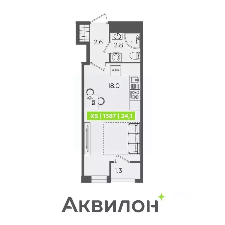 Студия Санкт-Петербург Планерная ул., 87к1 (24.1 м) - Фото 0