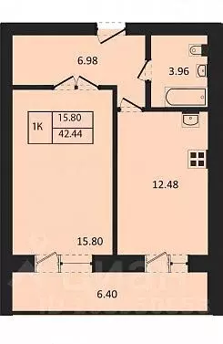 1-к кв. Новосибирская область, Новосибирск ул. Юности, 9 (42.44 м) - Фото 1