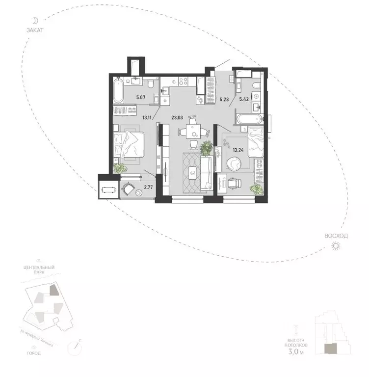2-к кв. Тульская область, Тула ул. Фридриха Энгельса, 74 (67.87 м) - Фото 1