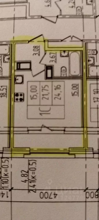 Студия Санкт-Петербург ул. Типанова, 22 (24.0 м) - Фото 2