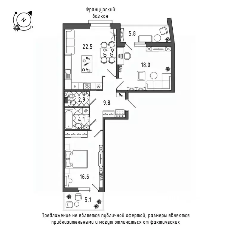 2-к кв. Санкт-Петербург Лиговский просп., 287 (78.8 м) - Фото 0