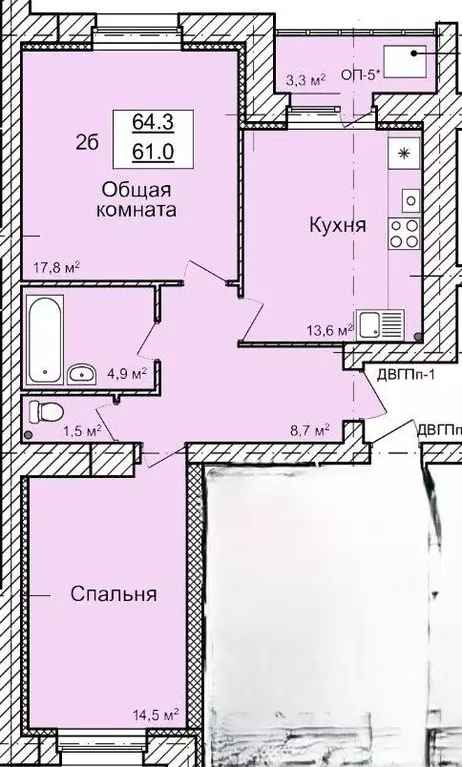 2-к кв. Тамбовская область, Тамбов городской округ, с. Бокино пер. ... - Фото 0