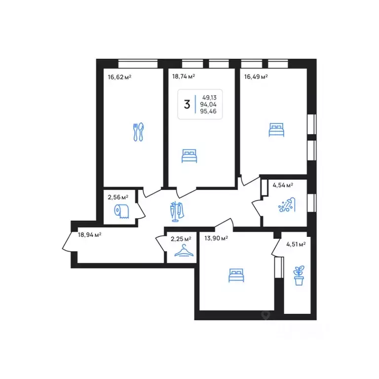 3-к кв. Липецкая область, Липецк Авторский жилрайон,  (95.46 м) - Фото 1