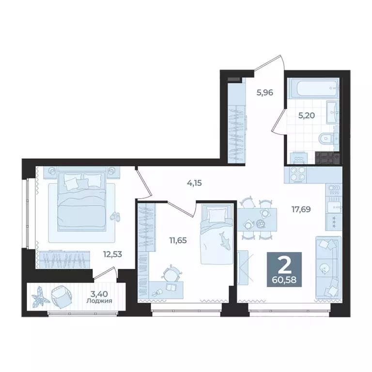 2-к кв. Свердловская область, Екатеринбург пер. Ударников, 33 (60.58 ... - Фото 1