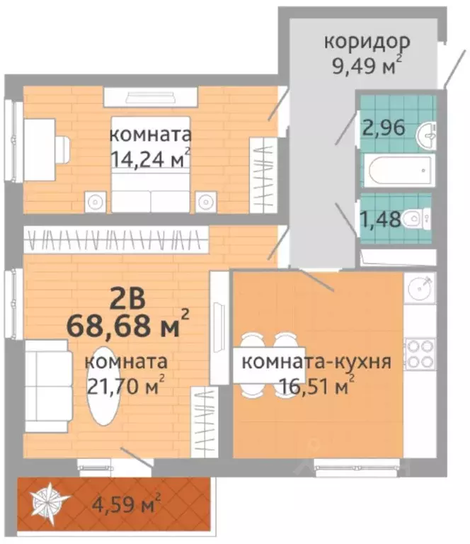3-к кв. Свердловская область, Екатеринбург ул. Краснолесья, 108/3 ... - Фото 0