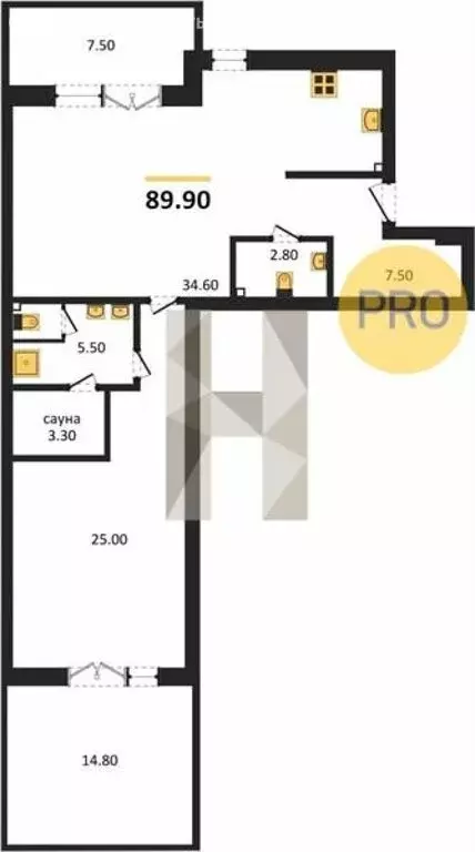 1-комнатная квартира: Калининград, улица Молодой Гвардии, 34к4 (90.3 ... - Фото 0