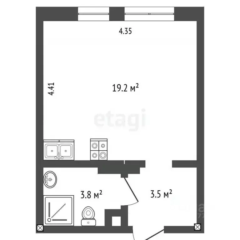 Студия Ямало-Ненецкий АО, Новый Уренгой Энтузиастов мкр, 9 (26.1 м) - Фото 1