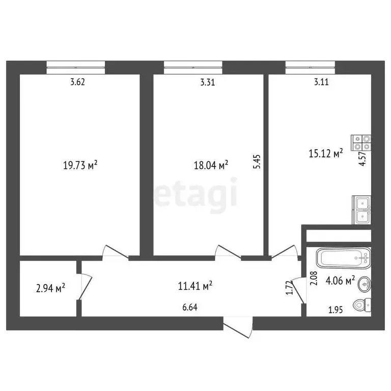 2-комнатная квартира: Нальчик, улица Атажукина, 151 (71.7 м) - Фото 0