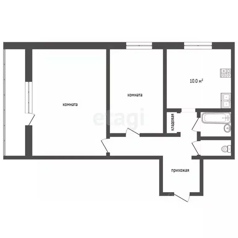 2-к кв. Ростовская область, Аксай Садовая ул., 10 (49.4 м) - Фото 2