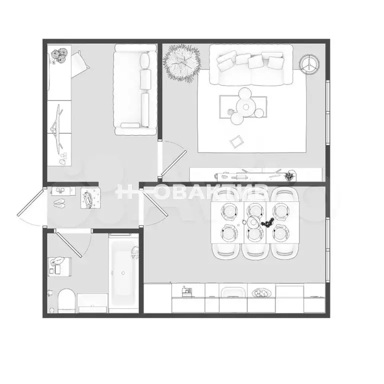 1-к. квартира, 35 м, 2/4 эт. - Фото 1