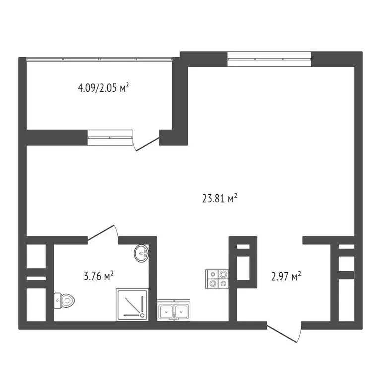Квартира-студия: Патрушева, улица Петра Ершова, 12 (29.4 м) - Фото 0