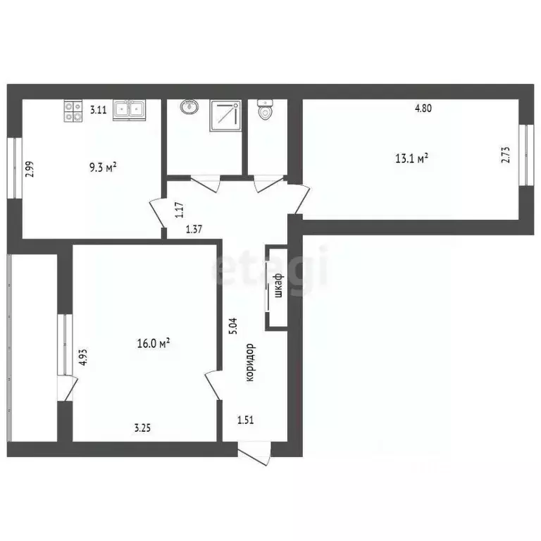 2-к кв. Коми, Ухта ул. Куратова, 16 (53.5 м) - Фото 1