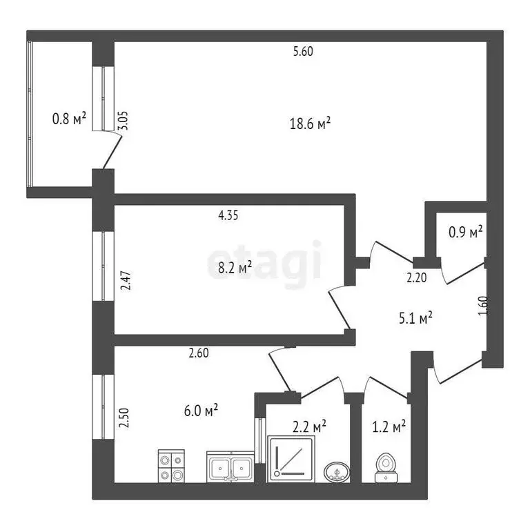 2-комнатная квартира: Льговское, улица Маяковского, 22 (43 м) - Фото 1