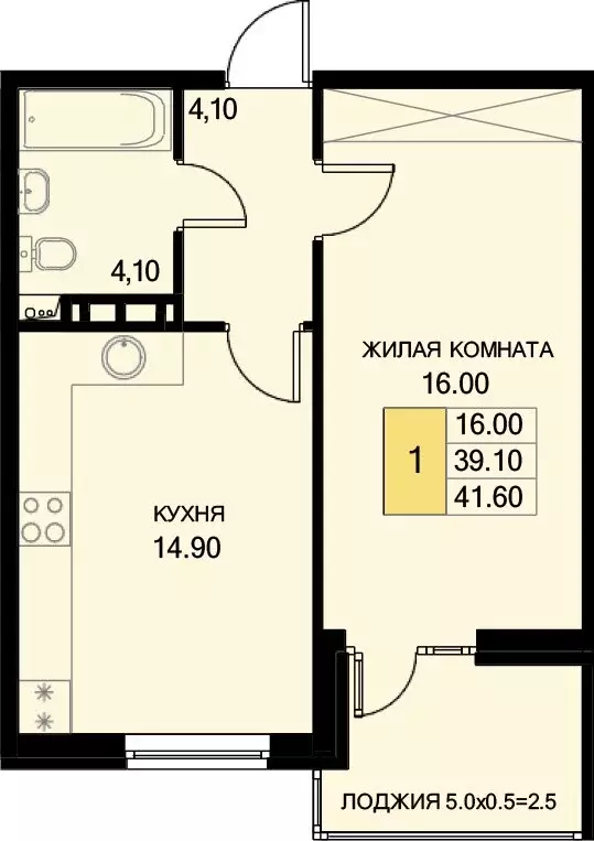 1-комнатная квартира: Краснодарский край, Динской район, ... - Фото 1