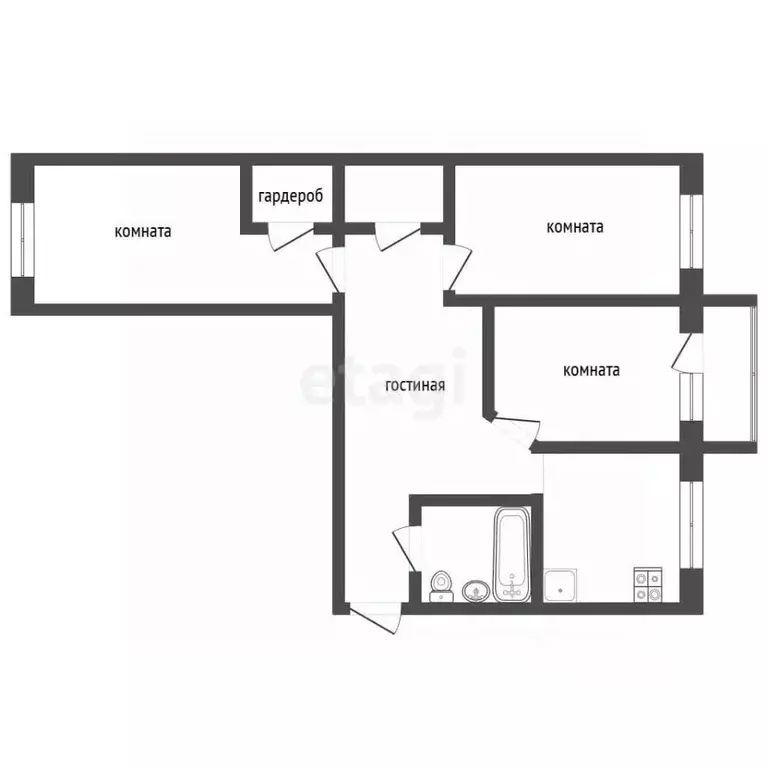 3-к кв. Тюменская область, Тюмень ул. Беляева, 17 (53.8 м) - Фото 2