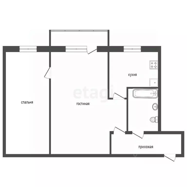 2-к кв. Красноярский край, Красноярск Кольцевая ул., 18 (44.9 м) - Фото 1