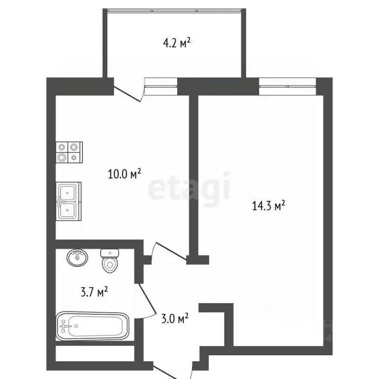 1-к кв. Крым, Симферопольский район, Молодежное пгт ул. Парковая (32.3 ... - Фото 1