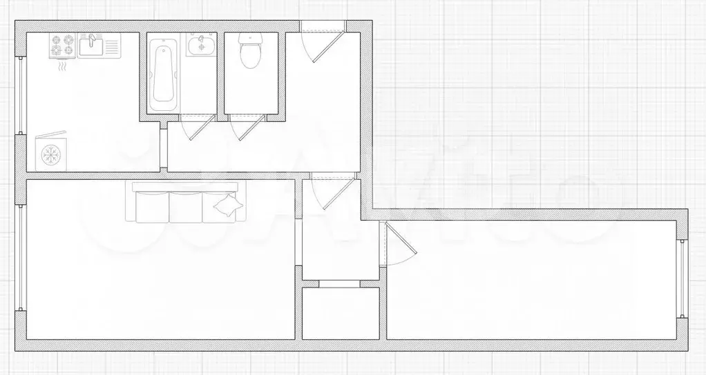 2-к. квартира, 44 м, 1/5 эт. - Фото 0