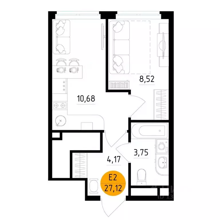 1-к кв. Рязанская область, Рязань ул. Земнухова (27.12 м) - Фото 1