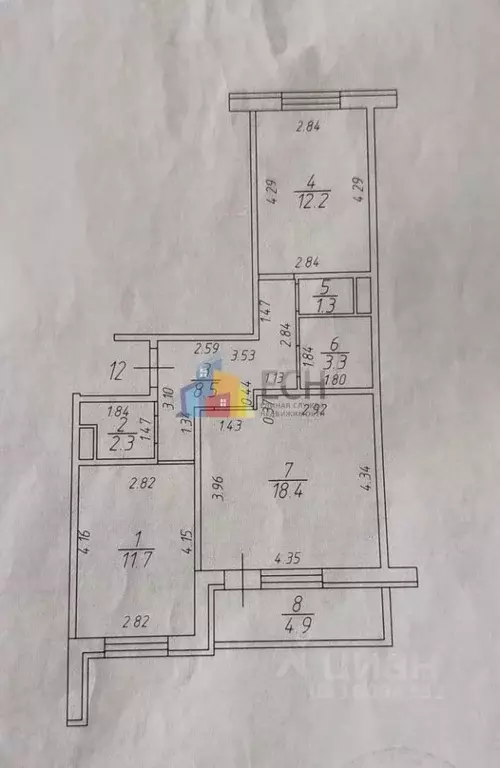 2-к кв. Тульская область, Тула ул. Ершова, 29 (62.0 м) - Фото 2