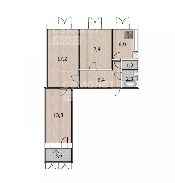 3-к кв. Башкортостан, Уфа ул. Машиностроителей, 4/1 (62.0 м) - Фото 1