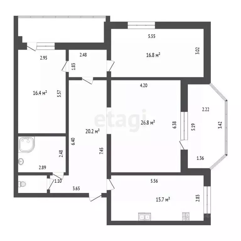 3-к кв. Тюменская область, Тюмень ул. Герцена, 52/1 (119.1 м) - Фото 2