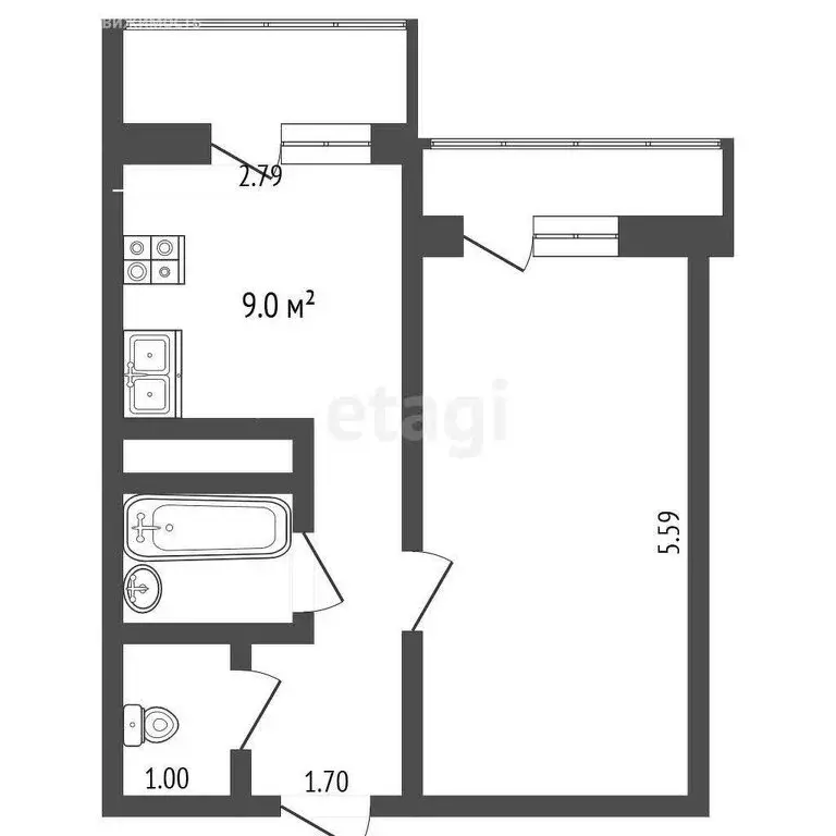 1-комнатная квартира: Вологда, улица Гагарина, 82А (33.5 м) - Фото 0