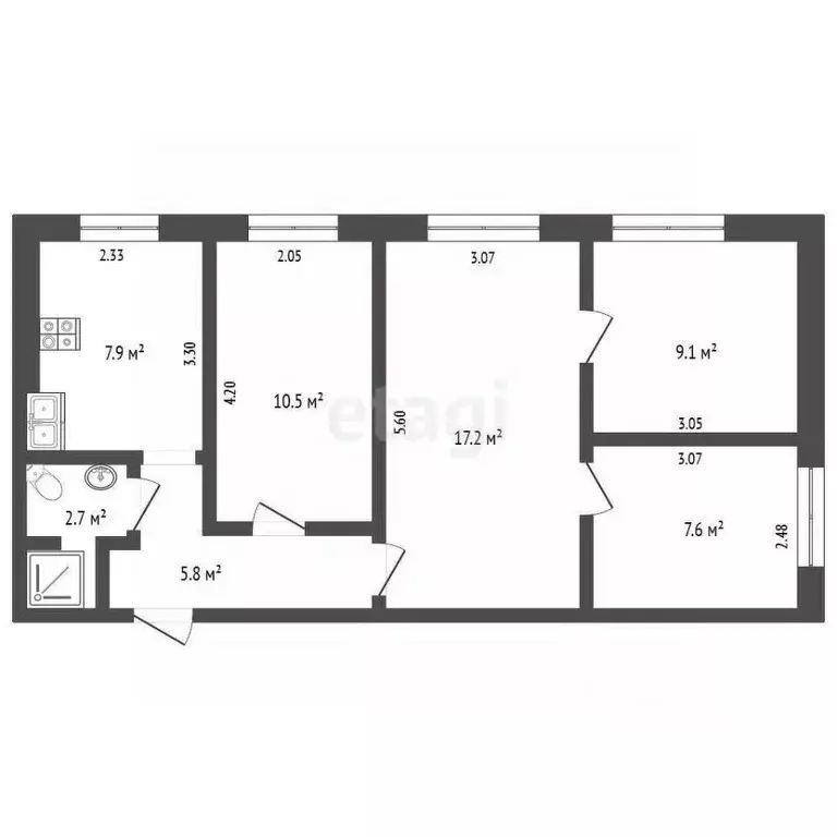 4-к кв. Архангельская область, Новодвинск ул. Димитрова, 23 (60.8 м) - Фото 1