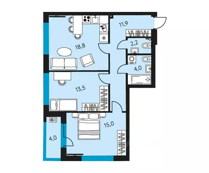 3-к кв. Пермский край, Пермь ул. Пушкина, 91 (67.4 м) - Фото 1
