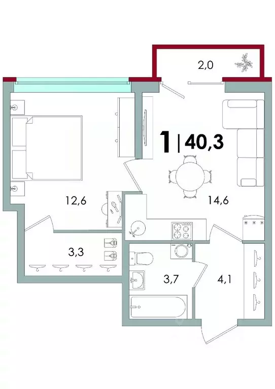 1-к кв. Тверская область, Тверь Южный мкр,  (40.3 м) - Фото 0