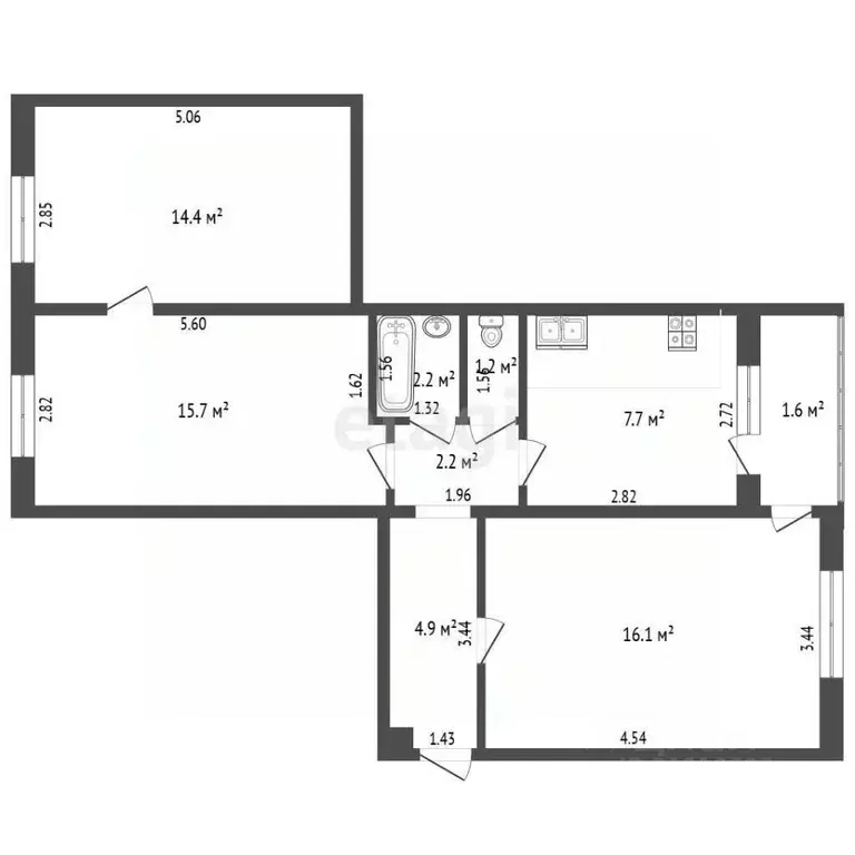 3-к кв. Калининградская область, Калининград Зоологическая ул., 11Б ... - Фото 1