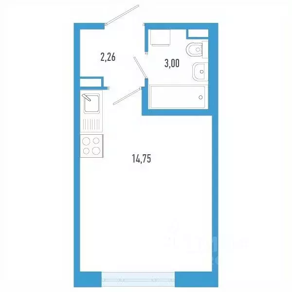 Студия Санкт-Петербург пос. Шушары,  (20.01 м) - Фото 0