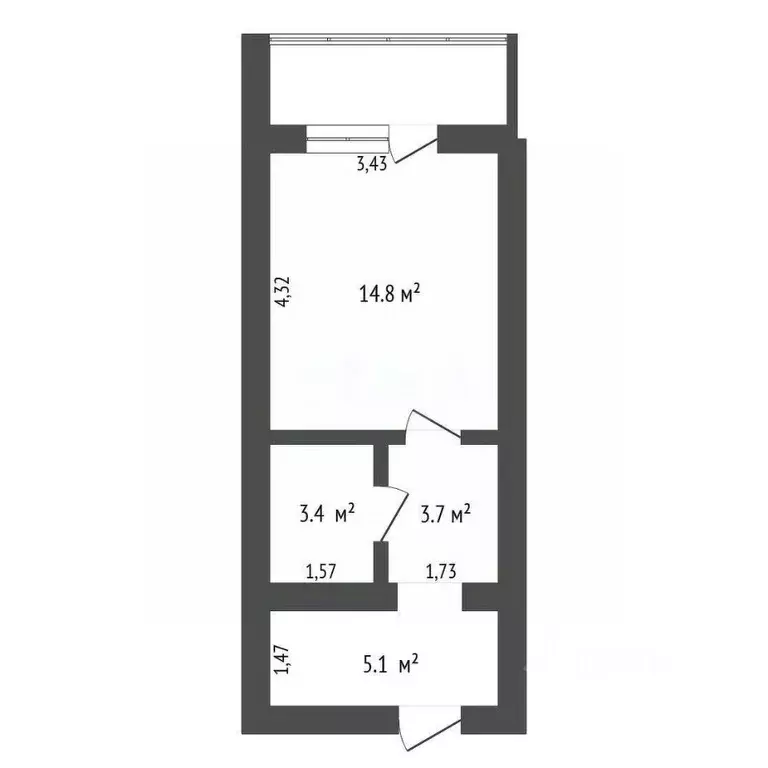 Студия Амурская область, Благовещенск Новая ул., 4 (27.0 м) - Фото 2