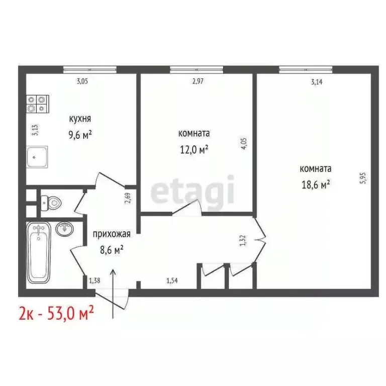 2-к кв. Свердловская область, Екатеринбург ул. Расточная, 15к6 (53.0 ... - Фото 2