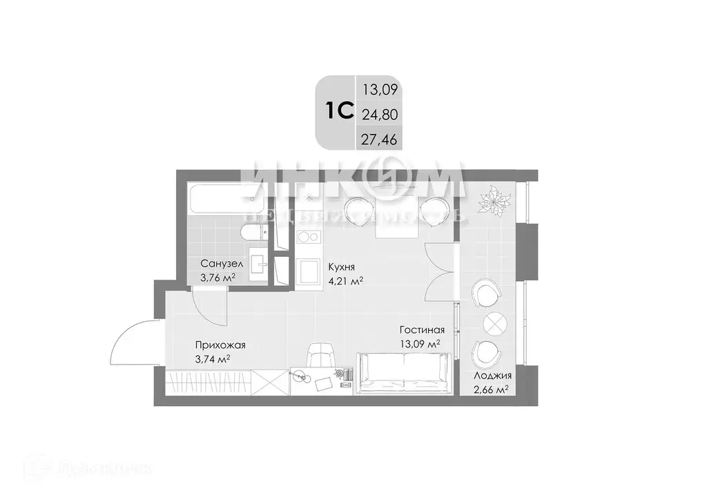 Продаётся квартира-студия, 27.46 м - Фото 0