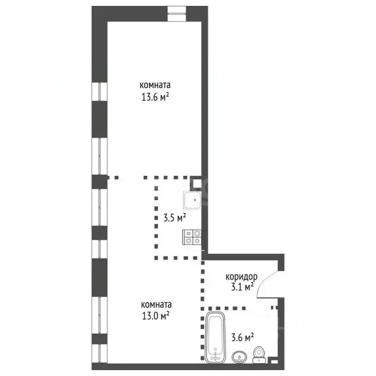 1-к кв. Москва Новоостаповская ул., 16к1 (36.8 м) - Фото 2