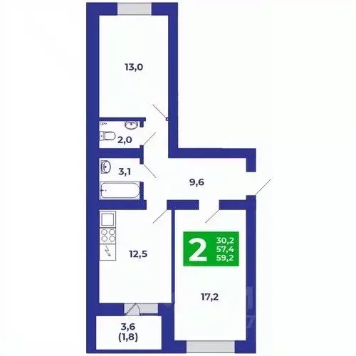 2-к кв. Башкортостан, Стерлитамакский район, Отрадовский сельсовет, с. ... - Фото 1