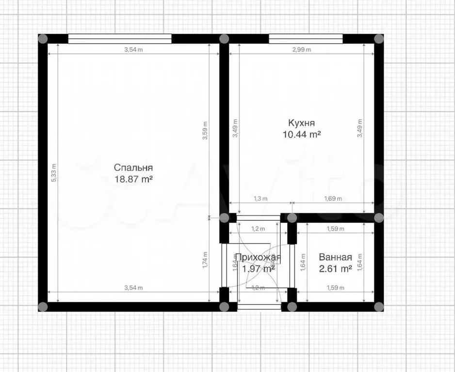 1-к. квартира, 41 м, 4/9 эт. - Фото 0