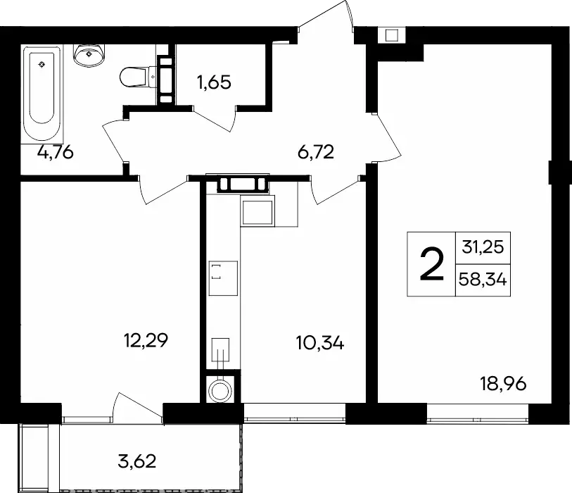 Продаётся 2-к квартира, 58.3 м - Фото 0