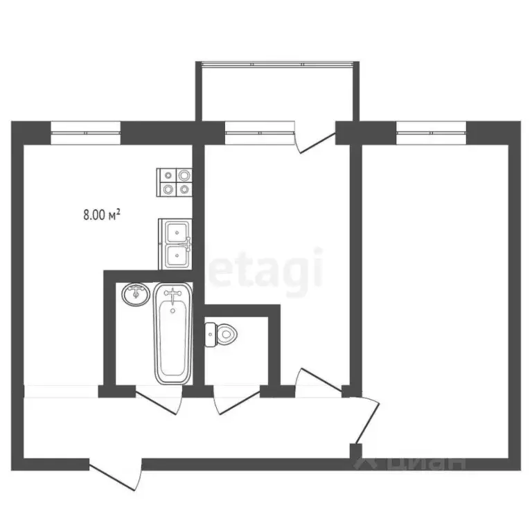 2-к кв. Ростовская область, Ростов-на-Дону Днепропетровская ул., 48б ... - Фото 1