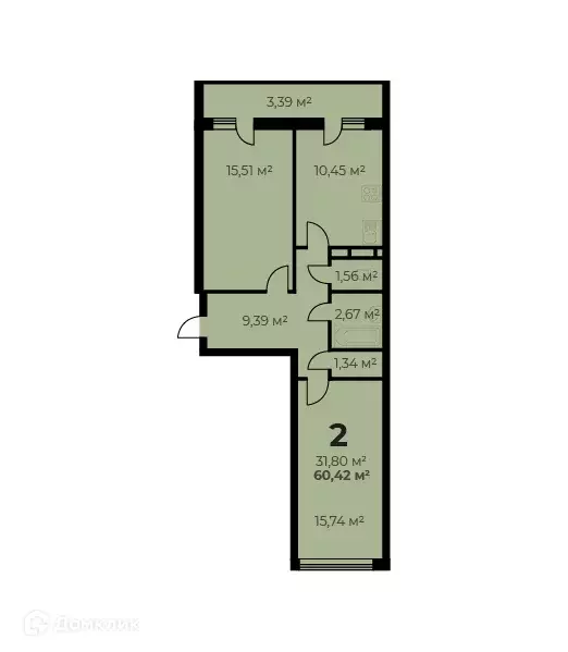 Продаётся 2-к квартира, 60.42 м - Фото 0